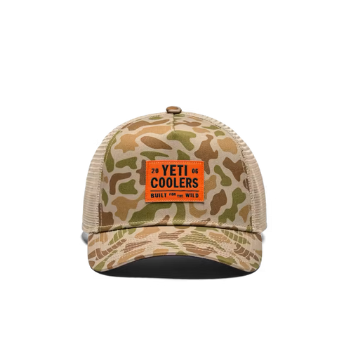 YETI COOLERS Flat Brim Rope Hat Camo Brown